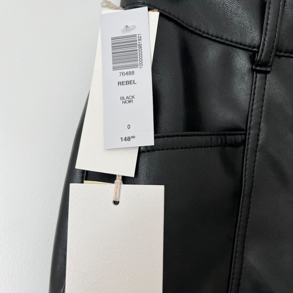 Aritzia Wilfred Black "Rebel" Glossy Leather High Rise Slim Pants [NEW] [Size 0] - Picture 4 of 4